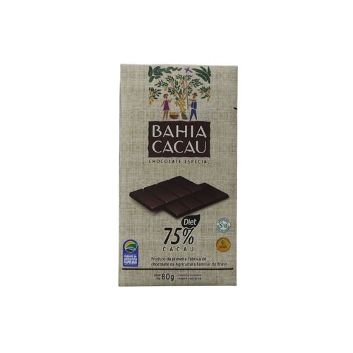 Barra De Chocolate Especial 75% Diet - Bahia Cacau - 80g