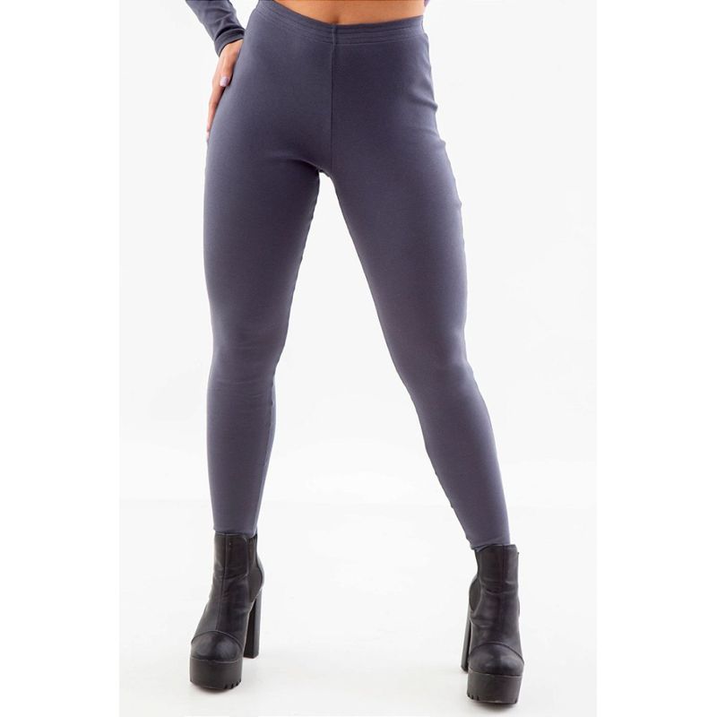 Calça Legging Ribana Fio Algodão Orgânico com Elastano Chumbo